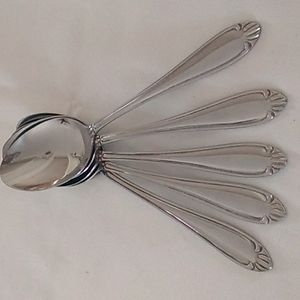 Hampton Silversmiths ABIGAIL 5 Soup Spoons Glossy Stainless Flatware